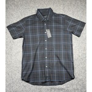 Smith + Rogue‎ Short Sleeve 3S Button Up Shirt Men's Small Black/Blue Plaid USA